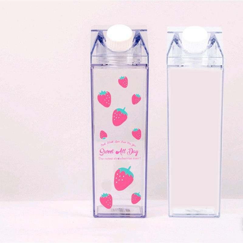 Creative Design 1000ml Large Bpa Free Clear Plastic Milk Carton Water Bottle With Custom Printing