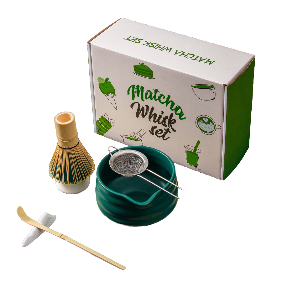 8 Pieces Matcha Set Ceramic Bowl Holder Bamboo Whisk Scoop Tea Towel Matcha Kit Gift for Friends with Matcha Powder Bowl - photo 4