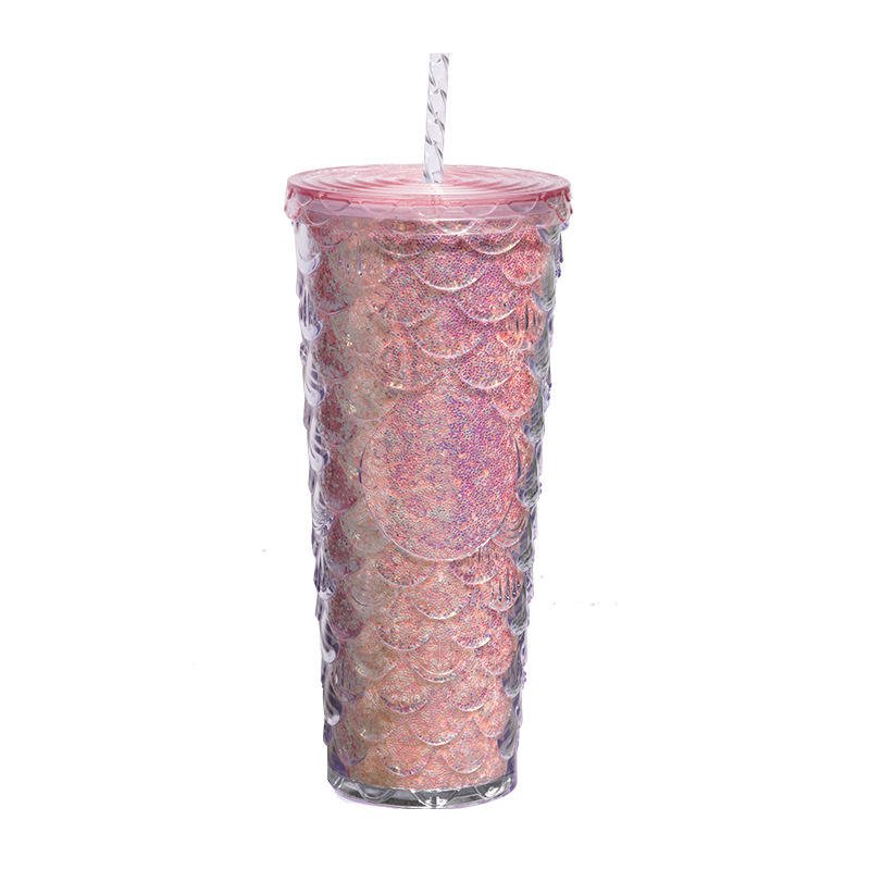 Double Wall Plastic Tumblers Cups 710ml Studded Tunbler With Lid and Straw - photo 3
