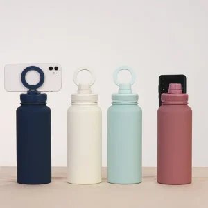 Großes Fassungsvermögen 1L 32oz tragbare Vakuumflasche Outdoor Sport Trinkflasche mit magnetischem Handyhalter