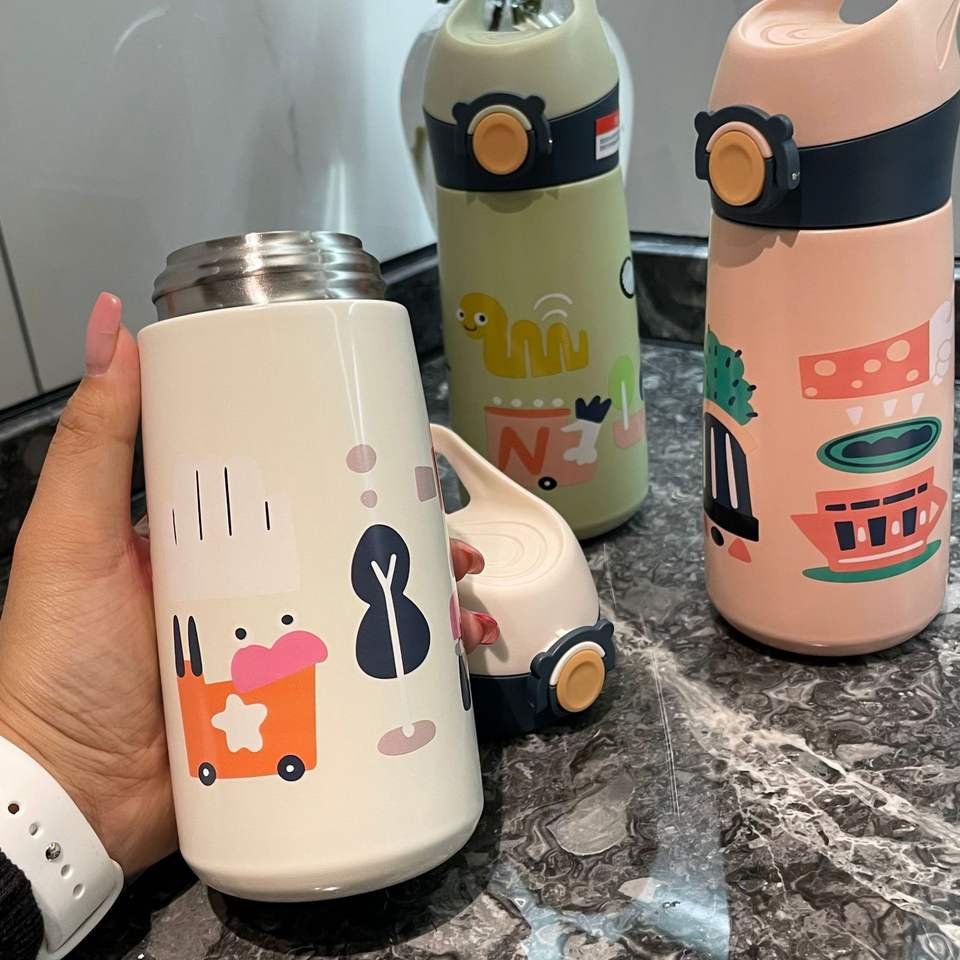 Cute Design 460ml Stainless Steel Kids Tumbler Cups With Straw - photo 4