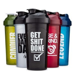 زجاجة شيكر بروتين بلاستيك خالية من BPA للجيم واللياقة مع كوب خلط سريع الذوبان 400ml 600ml 800ml