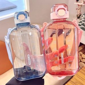 زجاجة ماء بلاستيك مسطحة مربعة على شكل دفتر قابلة لإعادة الاستخدام للجيم 750ml