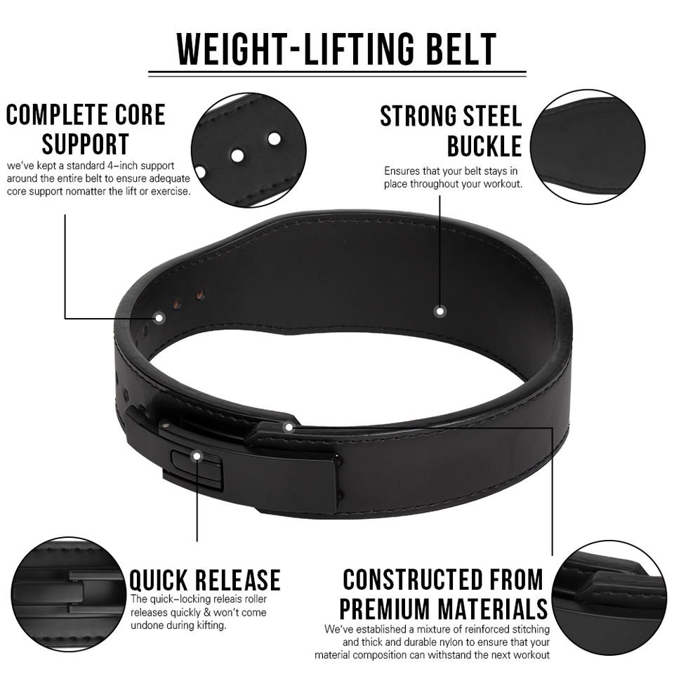 High-Quality Adjustable Powerlifting Belt in Black Leather - photo 2