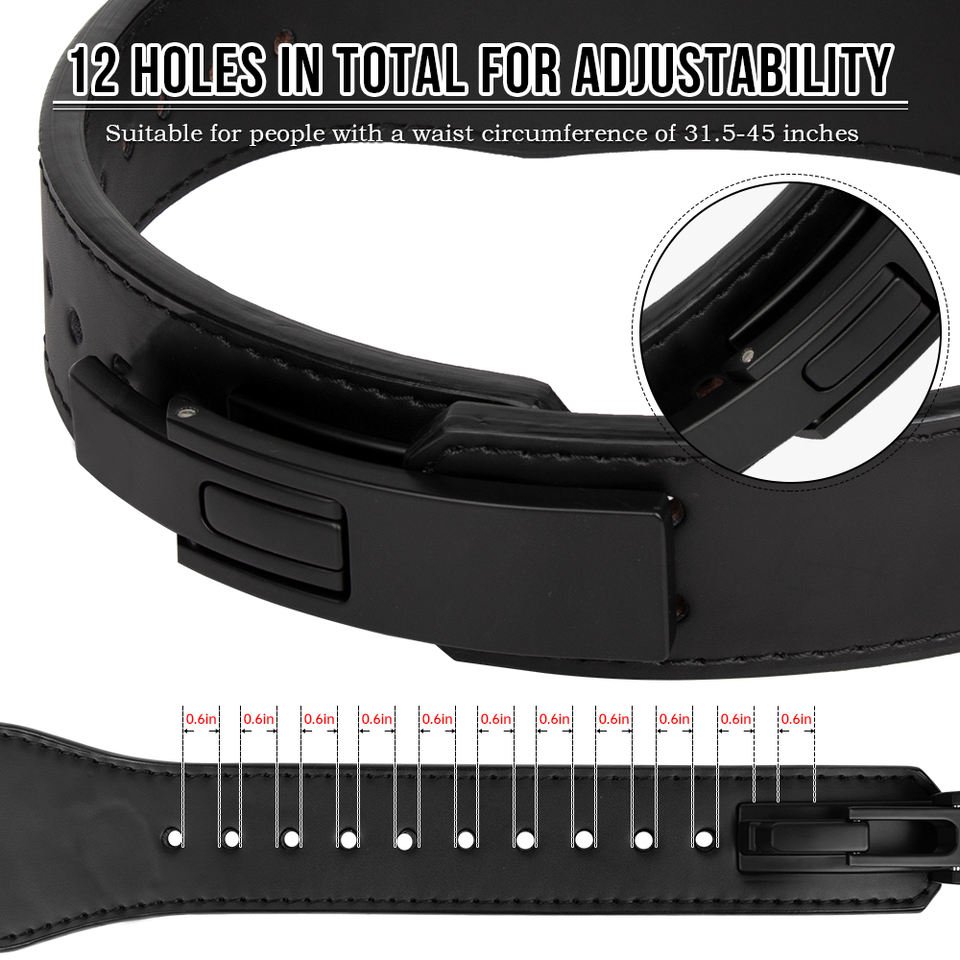 High-Quality Adjustable Powerlifting Belt in Black Leather - photo 3