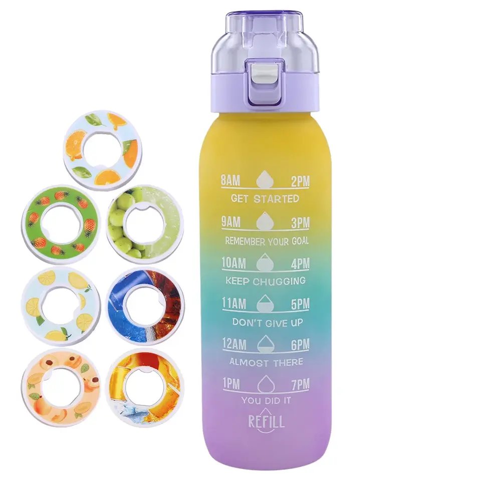 BPA Free Outdoor Fitness Air Flavored 1000ml 30oz Water Bottle With 7 Pack Fruity Capsules - photo 5