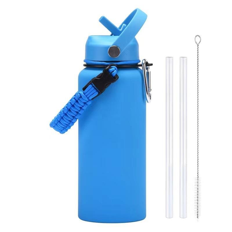 Large 1000ml Stainless Steel Thermos Cup Braided Rope Straw Modern Vacuum Insulated for Men Women Outdoor Sports for Water - photo 4