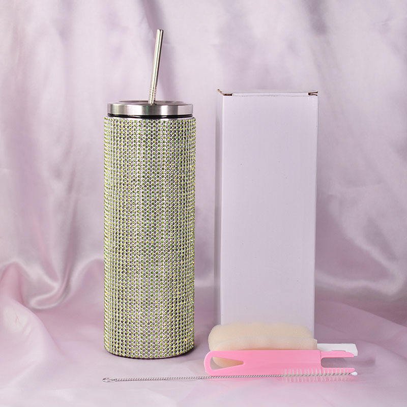 16oz Double Wall Bling Diamond Rhinestone Crystal Coffee Tea Tumbler With Lid and Straw - photo 5