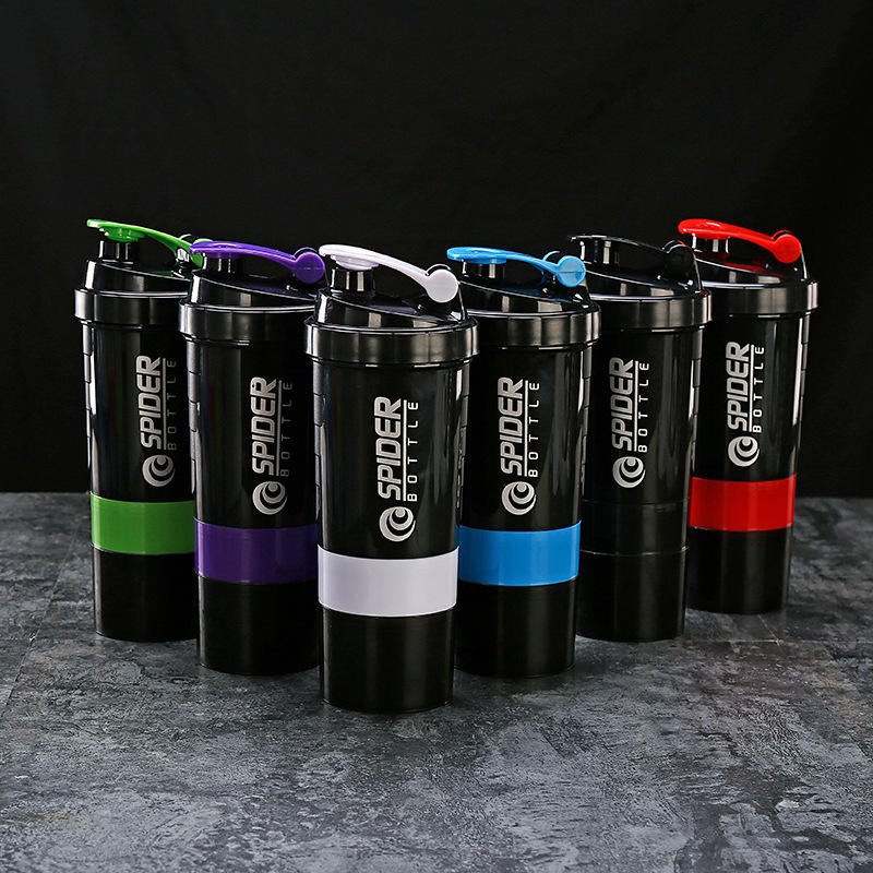 Classic 3 Layers 500ml Plastic Gym Food Grade Protein Shaker Bottle With Spring Ball Pill Box Powder Storage - photo 4