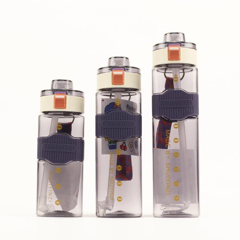 550ml 720ml 900ml Square Portable Clear Outdoor Sport Plastic Drinking Water Bottle With Straw - photo 2