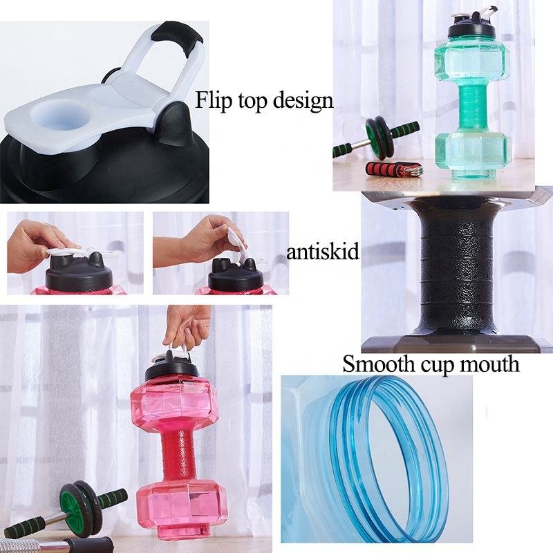 Custom Logo Home Fitness Gym Equipment 2.2L 2.6L Cheap Set Plastic Dumbbell Water Bottle - photo 3