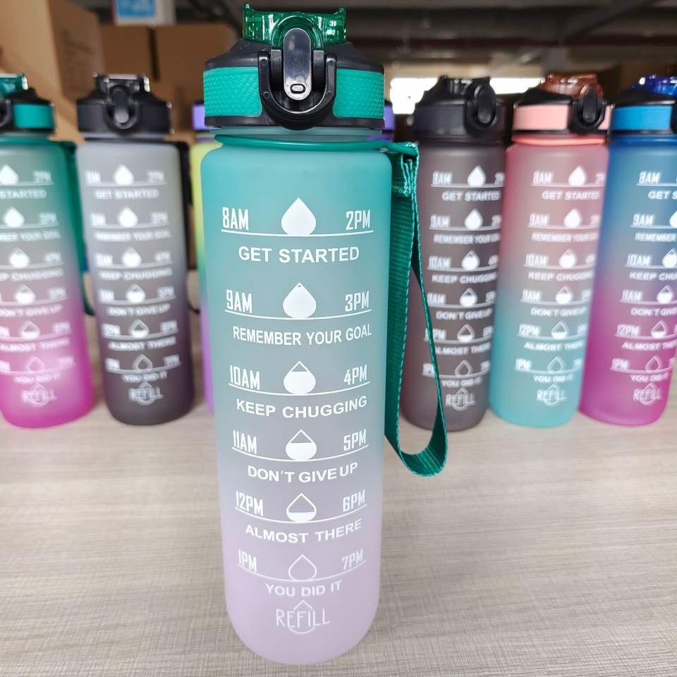 1L 32oz Strap Gym Motivational Quartz Sports Water Bottle With Straw and Remider to Drink Water - photo 5