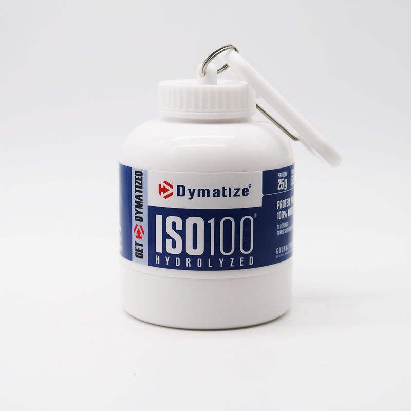 New Product 100 Ml Custom Logo Mini Protein Powder Container With Keychain Plastic Portable Fitness Supplement Pill Bottle - photo 2