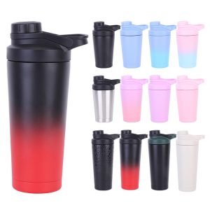 زجاجة شيكر بروتين ستانلس ستيل فاخرة بجدار مزدوج معزولة 17oz 25oz