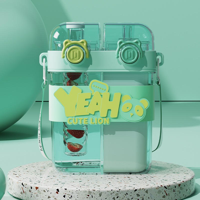 Double Drinking Design Multiple Locking Double Drink Cup Large Capacity Kids Water Bottle Outdoor - photo 4