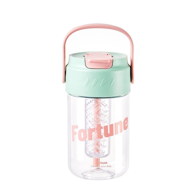 550ml 700ml Portable Transparent BPA Free Cute Plastic Girl Water Bottle Flip Top With Handle Straw Filter