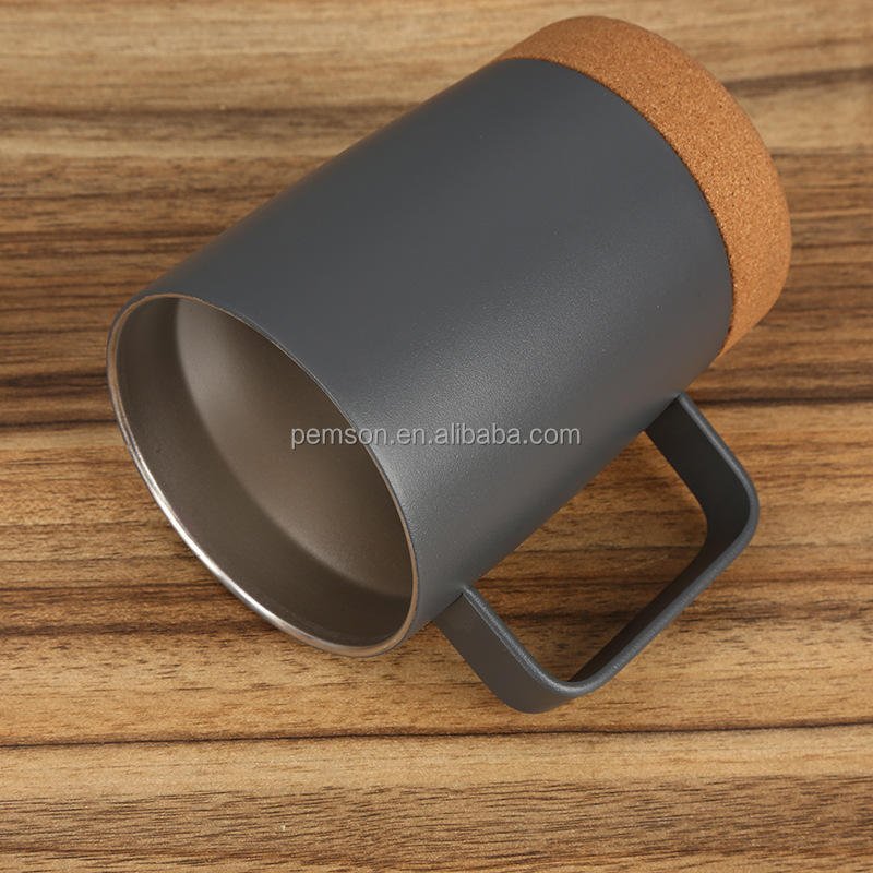 Double Wall Matte Stainless Steel Wine Beer Tumbler Mug With Handle and Cork Base - photo 4