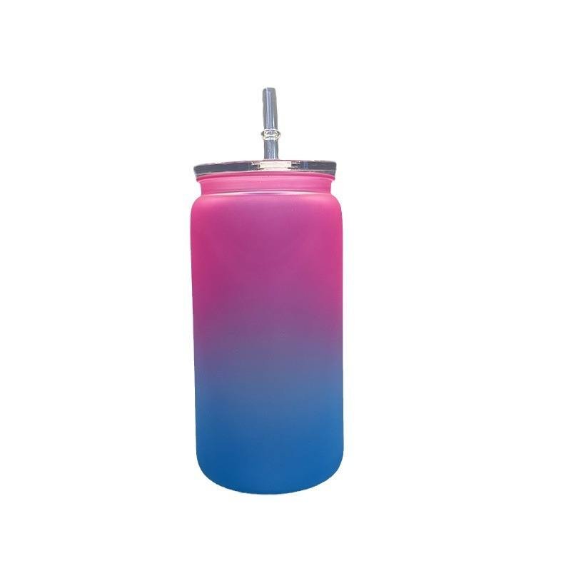 Acrylic PP Gradient Color 16oz Durable Plastic Soft Drinks Container Beer Soda Libby Cups With Straw and Lid - photo 4