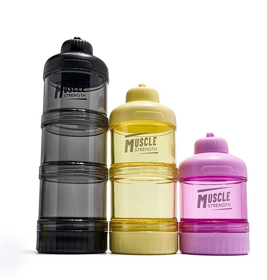 Premium Gym Fitness Sports Portable Plastic 3 Layer 180 Gram Protein Powder Travel Container