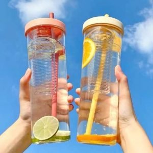 Großhandel 24oz klarer Acryl Kunststoff isolierter doppelwandiger Skinny Tumbler mit Strohhalm