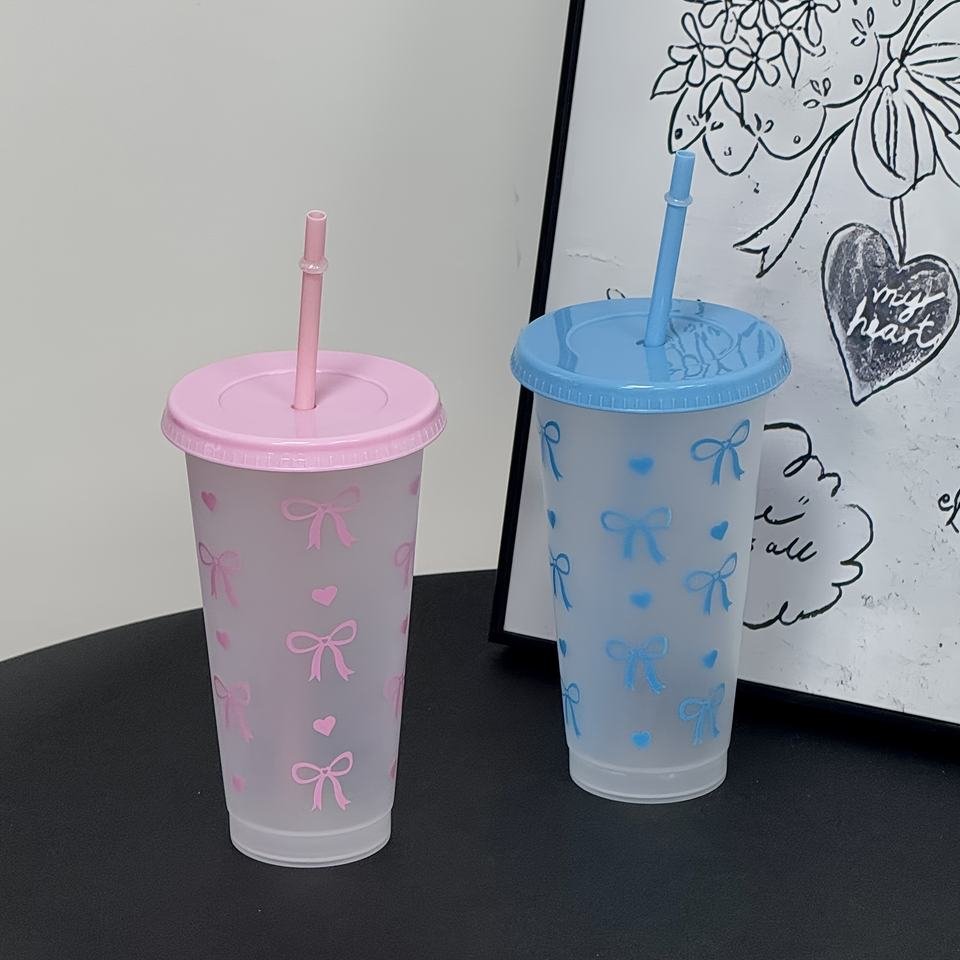 Cute 710ml Soda Can Coffee Mug Reusable PP Plastic Tumbler with Bow Design - photo 4