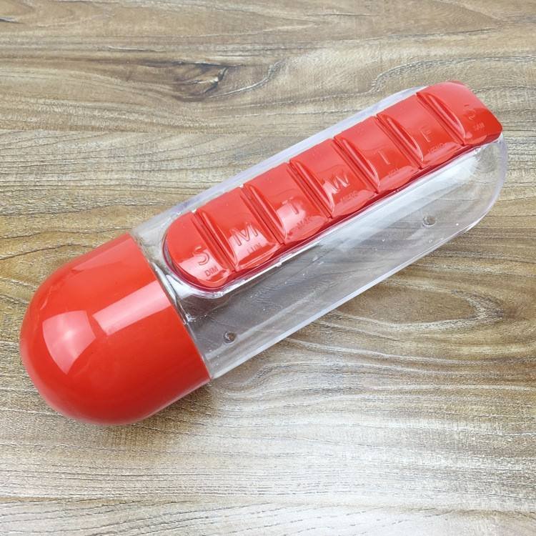 Creative Portable Leak-Proof 2 in 1 20oz 600ml Plastic Capsule Daily Pill Box Organizer Water Bottle - photo 5
