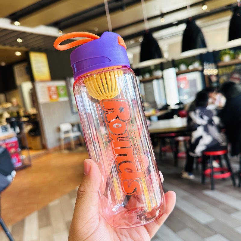 Creative Design 500ml 600ml Fruit Infuser Customized Outdoor Sport Plastic Water Bottle With Time to Drink - photo 2
