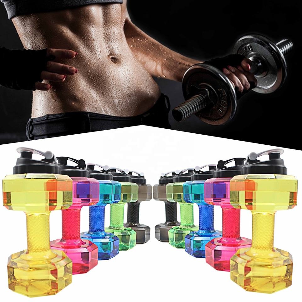 Custom Logo Home Fitness Gym Equipment 2.2L 2.6L Cheap Set Plastic Dumbbell Water Bottle - photo 4