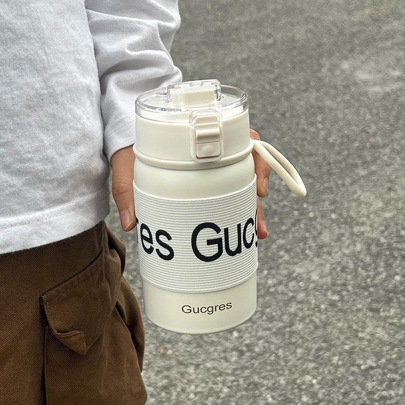 350ml 550ml Double Wall BPA Free Insulated Hot and Cold Stainless Steel Water Bottle With Leather Strap