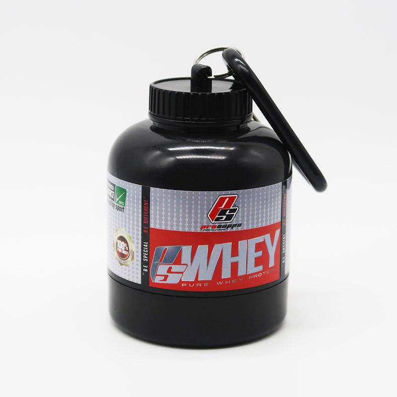 New Product 100 Ml Custom Logo Mini Protein Powder Container With Keychain Plastic Portable Fitness Supplement Pill Bottle - photo 4