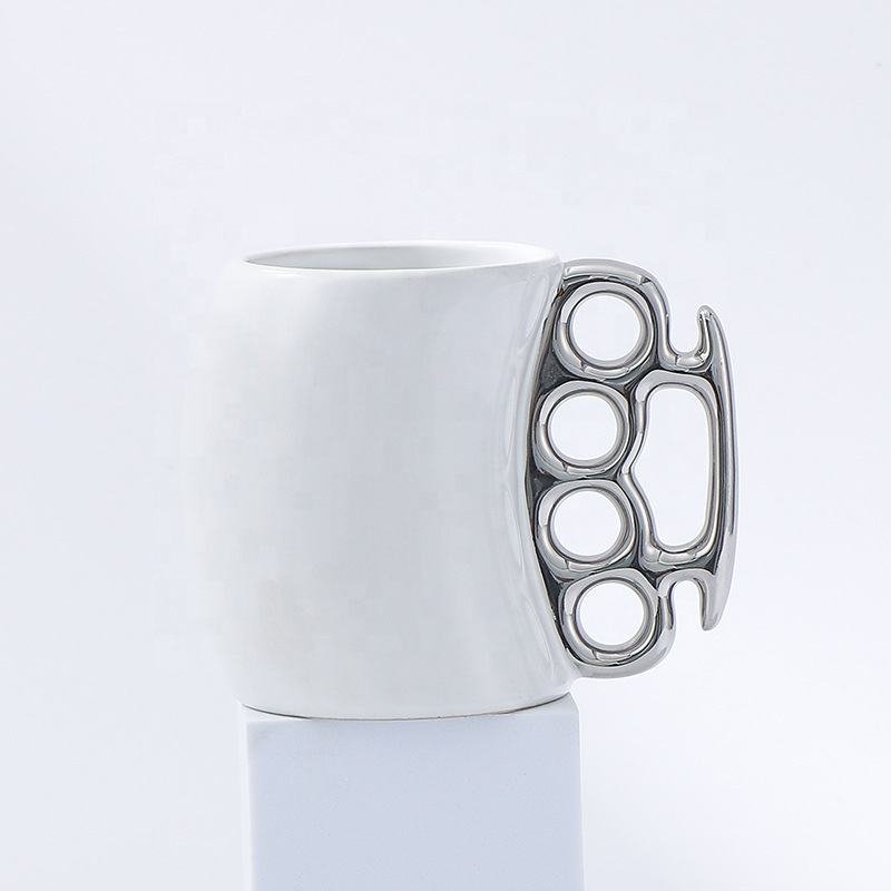 Creative 300ml 400ml Custom Brass Knuckle Duster Ceramic Coffee Mug With Handle - photo 5