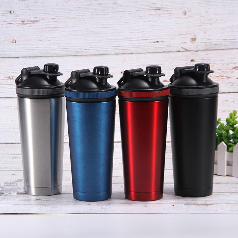 Stainless Steel Protein Shaker Bottle with Storage Compartment