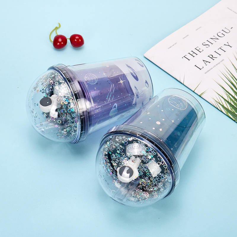 Hot Custom DIY Double Wall Plastic Acrylic Clear Cup Dupes Snow Globe Snowball Snowglobe Tumbler With Lids and Straws - photo 4