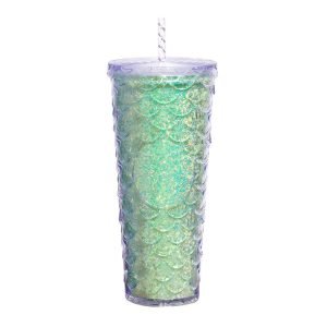 Doppelwandige Kunststoff Becher 710ml genoppter Tunbler mit Deckel und Strohhalm