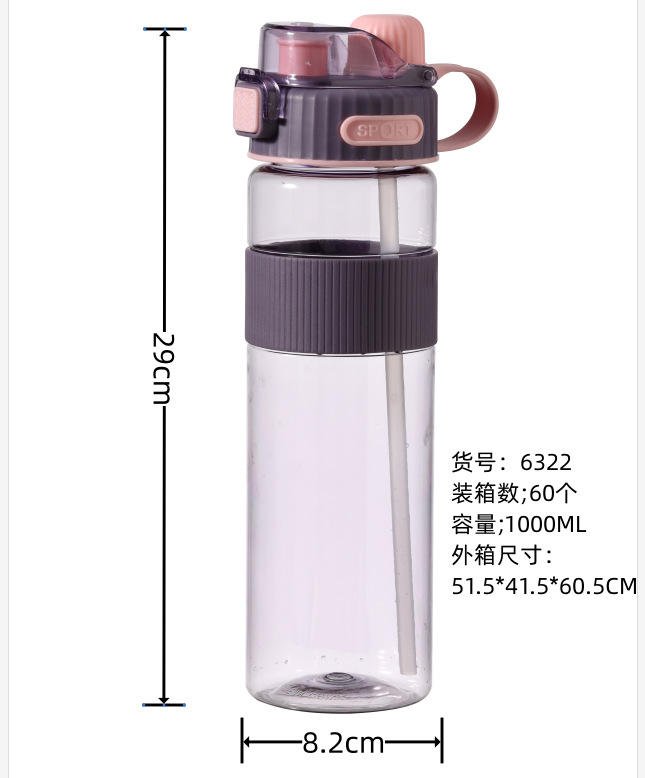 1000ml 1.5L 32oz Wide Mouth Tritan Plastic Water Bottle Jug With Silicone Sleeve and Handle - photo 4