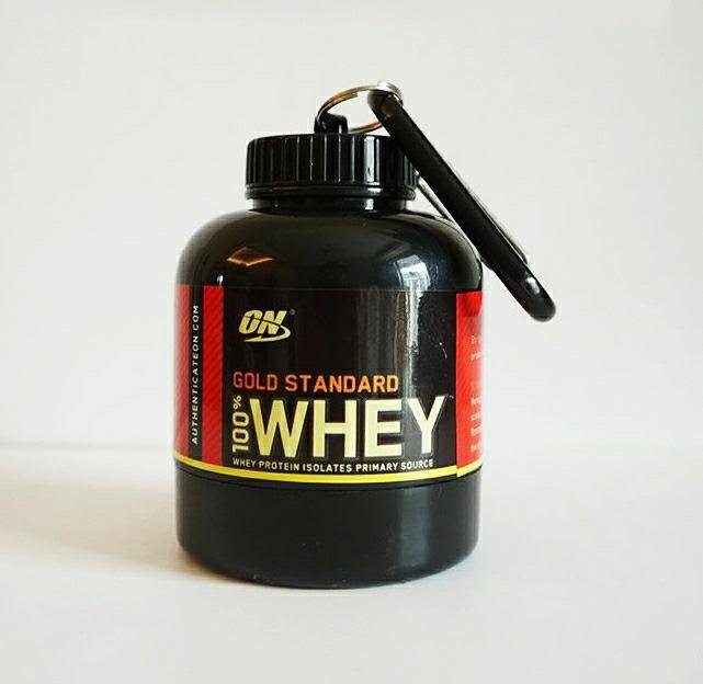 New Product 100 Ml Custom Logo Mini Protein Powder Container With Keychain Plastic Portable Fitness Supplement Pill Bottle