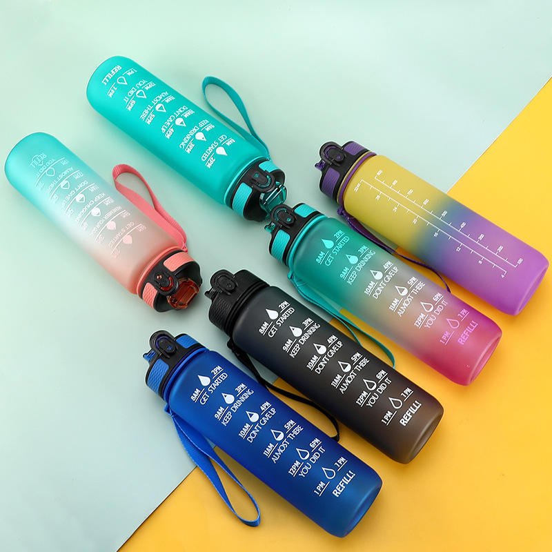 Hot Sale Custom Logo Outdoor Fitness Sports Gradient Color 1000ml 32oz Plastic Water Bottle with Straw - photo 3