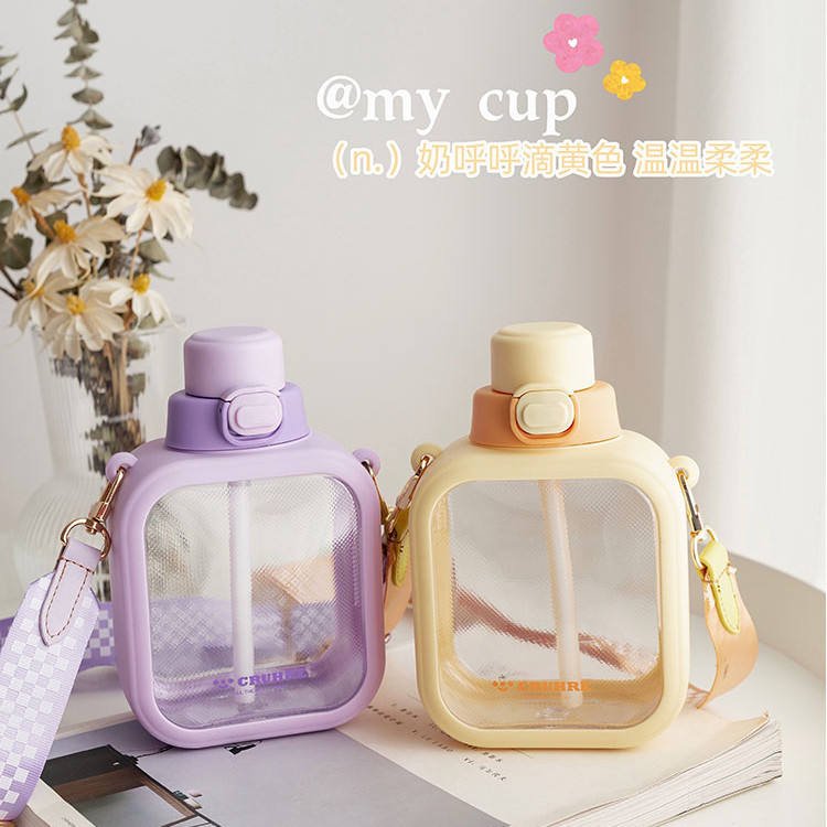 700ml Promotional Gift Custom Logo Eco Friendly Cute Kawaii Girls Outdoor Drink Water Bottles With Strip and Straw - photo 2