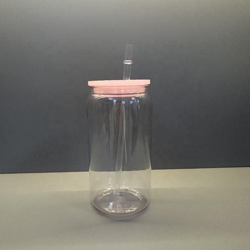 BPA Free Reusable 16oz Clear Acrylic Beer Can Plastic Soda Can With Lid and Straw - photo 5