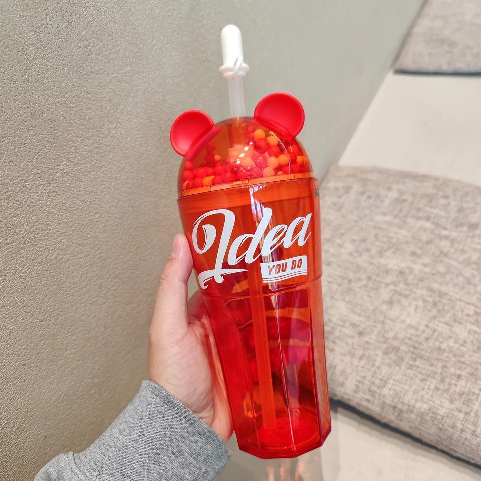 Creative Design 24oz Mouse Ear Fashion Plastic Cold Cup Tumbler With Lid and Straw - photo 5