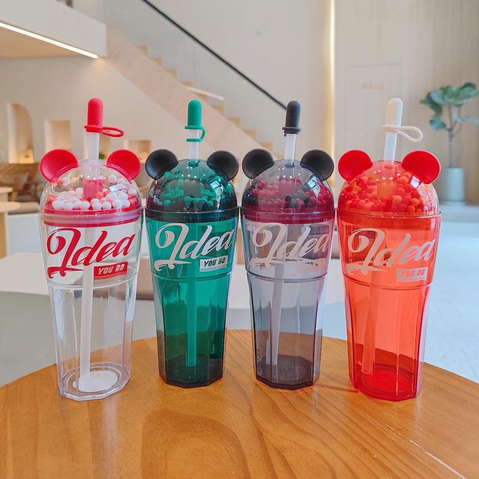 Creative Design 24oz Mouse Ear Fashion Plastic Cold Cup Tumbler With Lid and Straw - photo 2