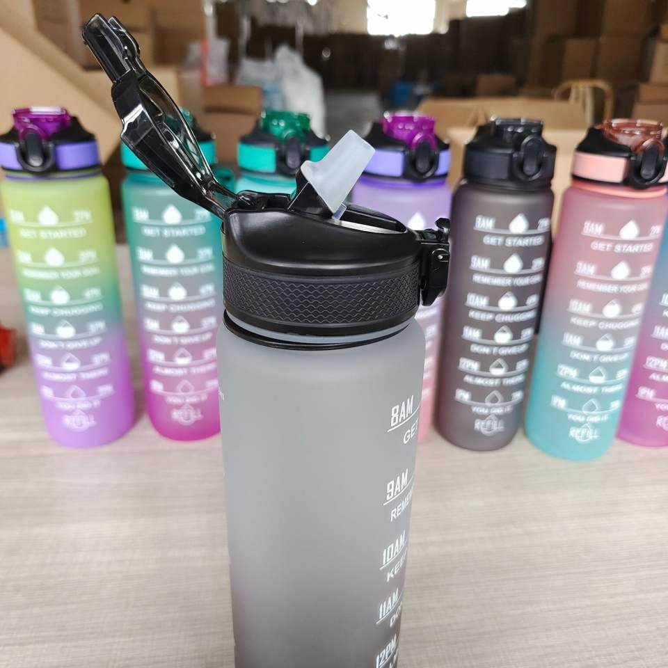 1L 32oz Strap Gym Motivational Quartz Sports Water Bottle With Straw and Remider to Drink Water - photo 4