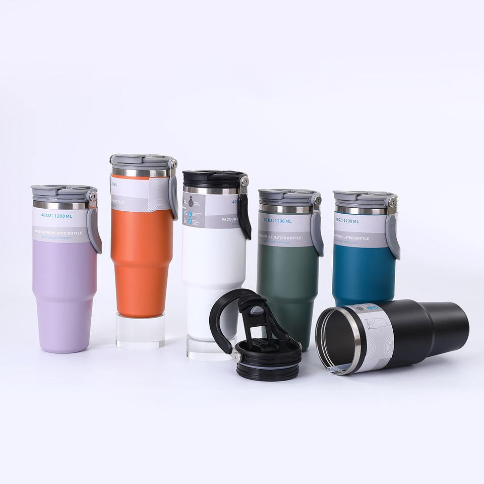 30oz Tumbler With Handle Stainless Steel Double Wall Vacuum Insulated Flip Straw Cup - photo 3