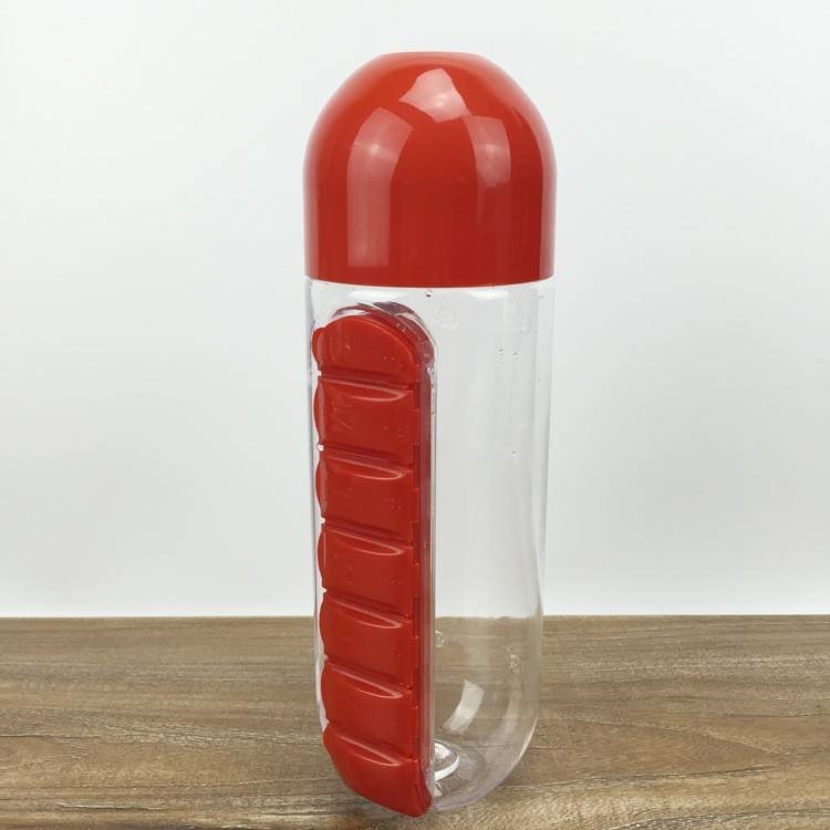 Creative Portable Leak-Proof 2 in 1 20oz 600ml Plastic Capsule Daily Pill Box Organizer Water Bottle - photo 4
