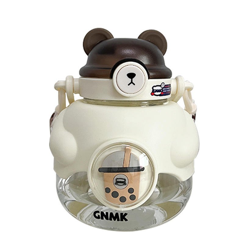 Large Capacity 1100ml Kawaii Cute Bear Kids Children Plastic Water Bottle With Strap - photo 4