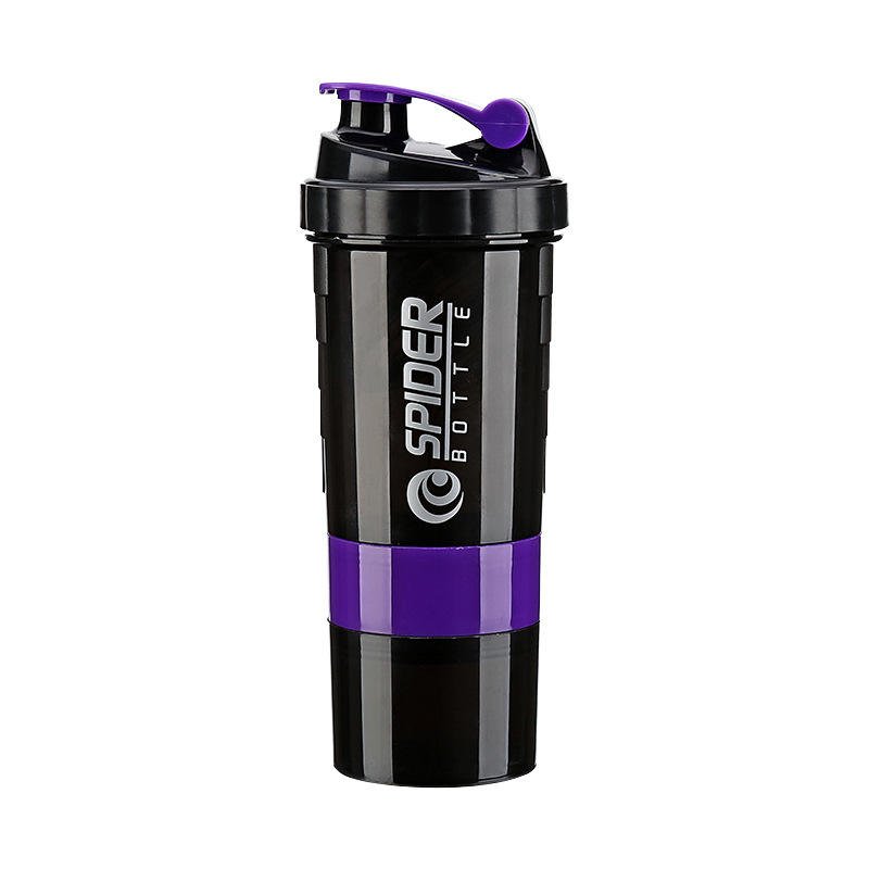 Classic 3 Layers 500ml Plastic Gym Food Grade Protein Shaker Bottle With Spring Ball Pill Box Powder Storage - photo 2