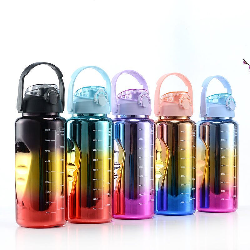 64oz Pink Metallic Shining Glitter Colors Plastic Electroplate Water Bottles 3 in 1 Set - photo 3