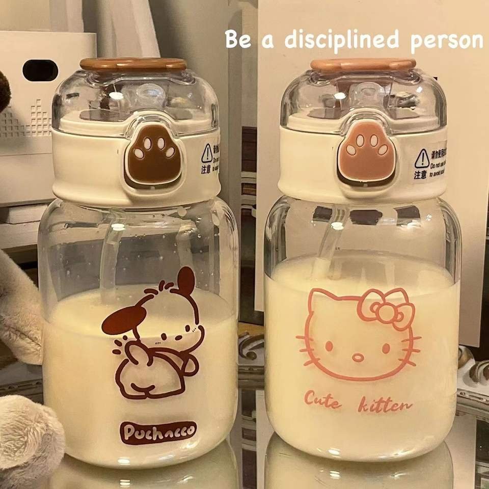 500ml Cute Kawaii Clear Kids Girl Plastic Water Bottle With Straw Cartoon Image - photo 5