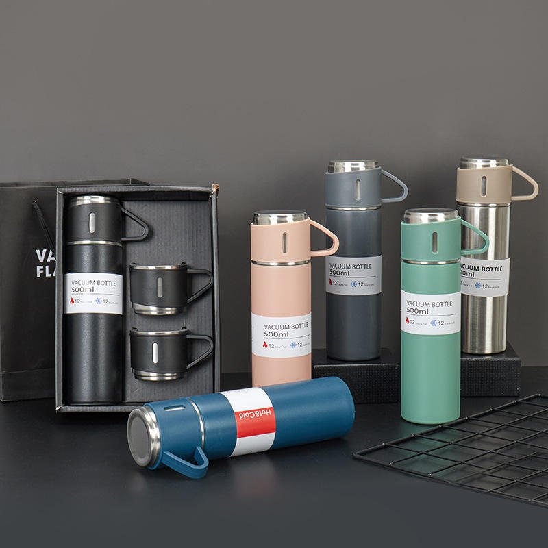 Products 500ml 3 Pcs Bottle Set Stainless Steel Vacuum Hip Flask Gift Set