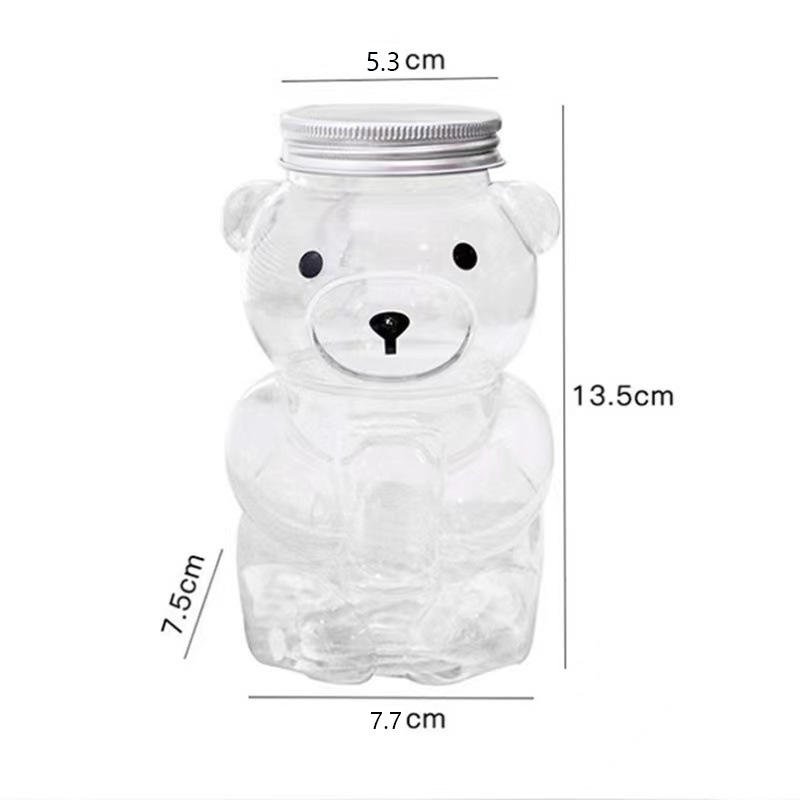 500ml Cute Bear Shaped Pet Container Plastic Boba Milk Tea Bubble Bottle for Cold Drinks - photo 5